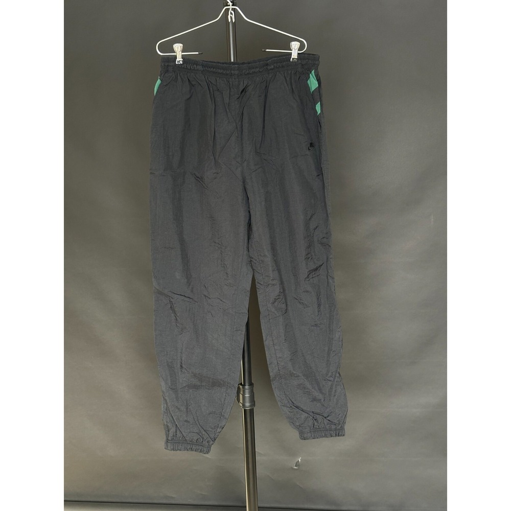Vintage Authentic 90s Nike Mens XL Warmup Pants Black Green Joggers Black Tag - Picture 2 of 9